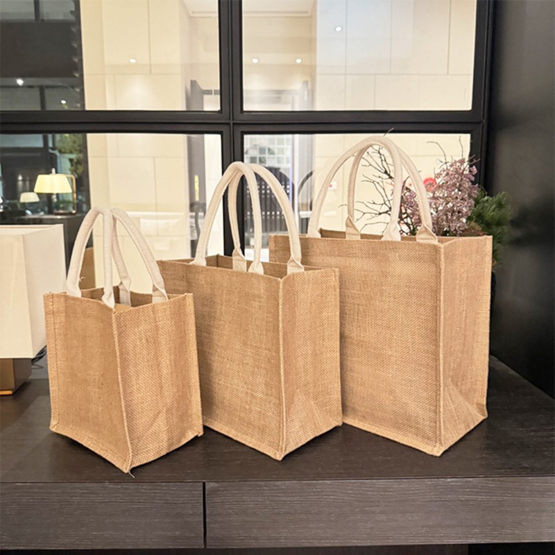 亞麻袋 覆膜 手提袋 (直款-4尺寸) 防潑水 LOGO 客製化 無印同款 環保袋 購物袋 便當袋【S330218】-細節圖8