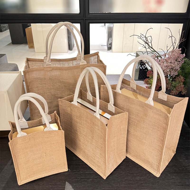 亞麻袋 覆膜 手提袋 (直款-4尺寸) 防潑水 LOGO 客製化 無印同款 環保袋 購物袋 便當袋【S330218】-細節圖9