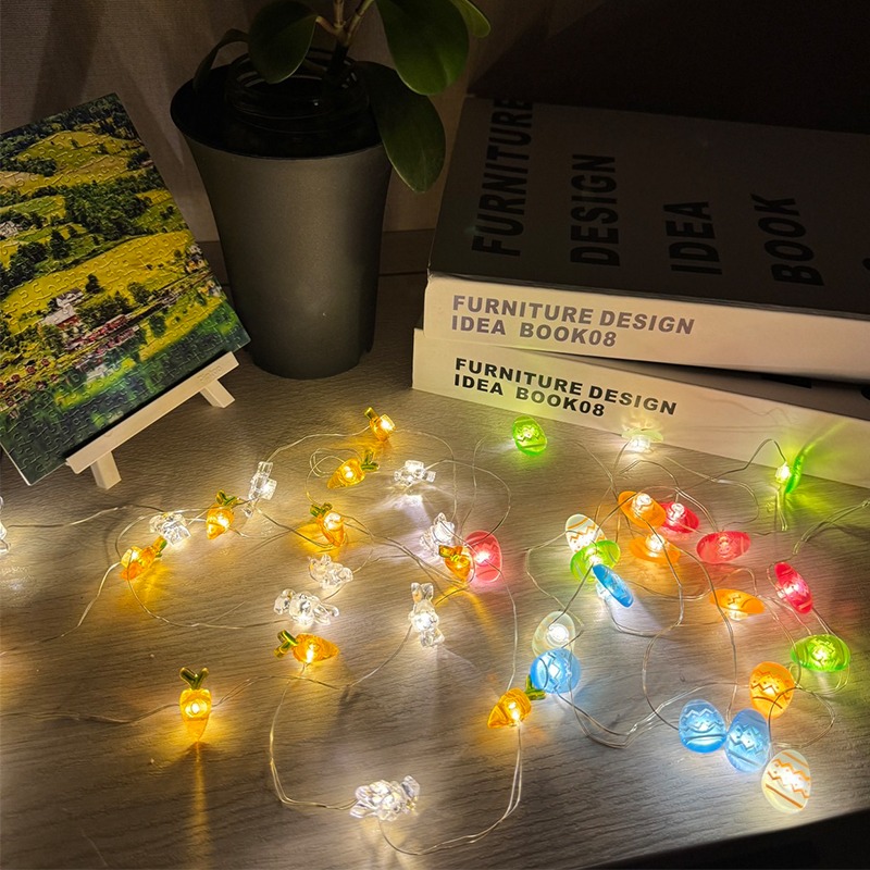 LED 復活節 燈串 銅線燈 200cm 造型燈串 DIY燈條 兔子燈 雞蛋燈串 彩蛋 氣氛燈【M330022】-細節圖8