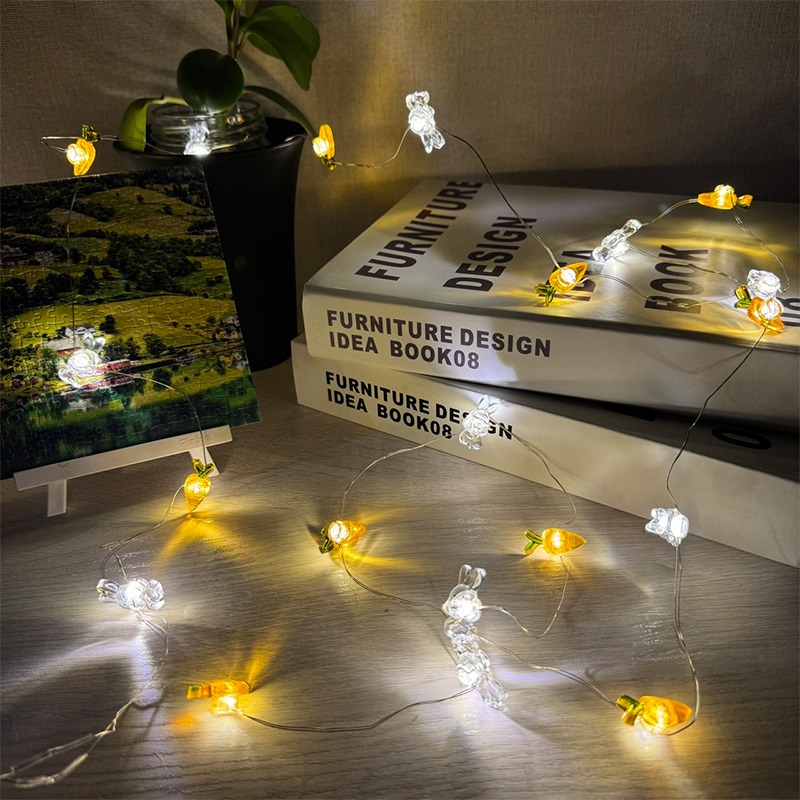 LED 復活節 燈串 銅線燈 200cm 造型燈串 DIY燈條 兔子燈 雞蛋燈串 彩蛋 氣氛燈【M330022】-細節圖9