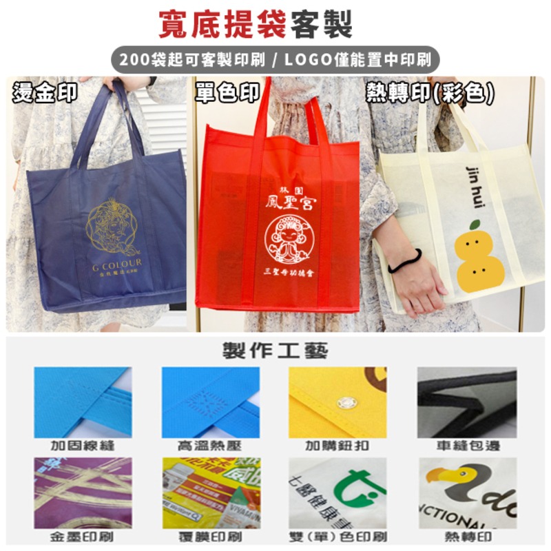 印LOGO 購物袋 不織布 手提袋 (雙條 20cm寬) 方底 便當袋 大容量 環保袋 提貨袋【S330248】-細節圖6