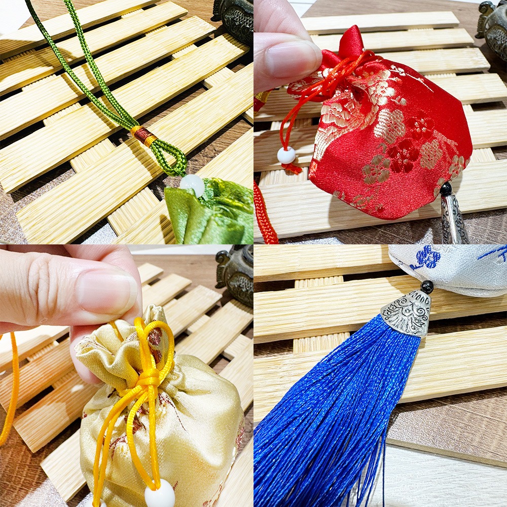 端午節 香包 流蘇香囊 (梅花袋) 古風香包 錦緞香包 刺繡錦囊 艾草 護身符 祈福 香袋【M000002】-細節圖4