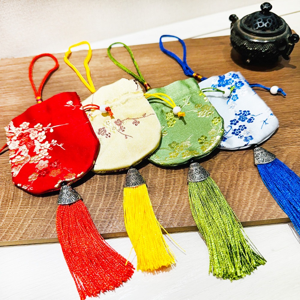 端午節 香包 流蘇香囊 (梅花袋) 古風香包 錦緞香包 刺繡錦囊 艾草 護身符 祈福 香袋【M000002】-細節圖5