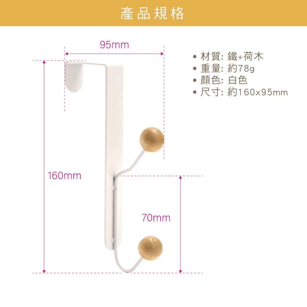 ⚡台灣現貨⚡木質風門上掛勾 免打釘掛勾 衣物收納 門後收納 日系簡約-細節圖6