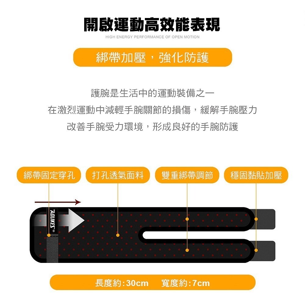【AOLIKES正品】調節式手腕防護帶 透氣護腕 纏繞護腕 護手腕帶 羽球護腕 護具-細節圖3