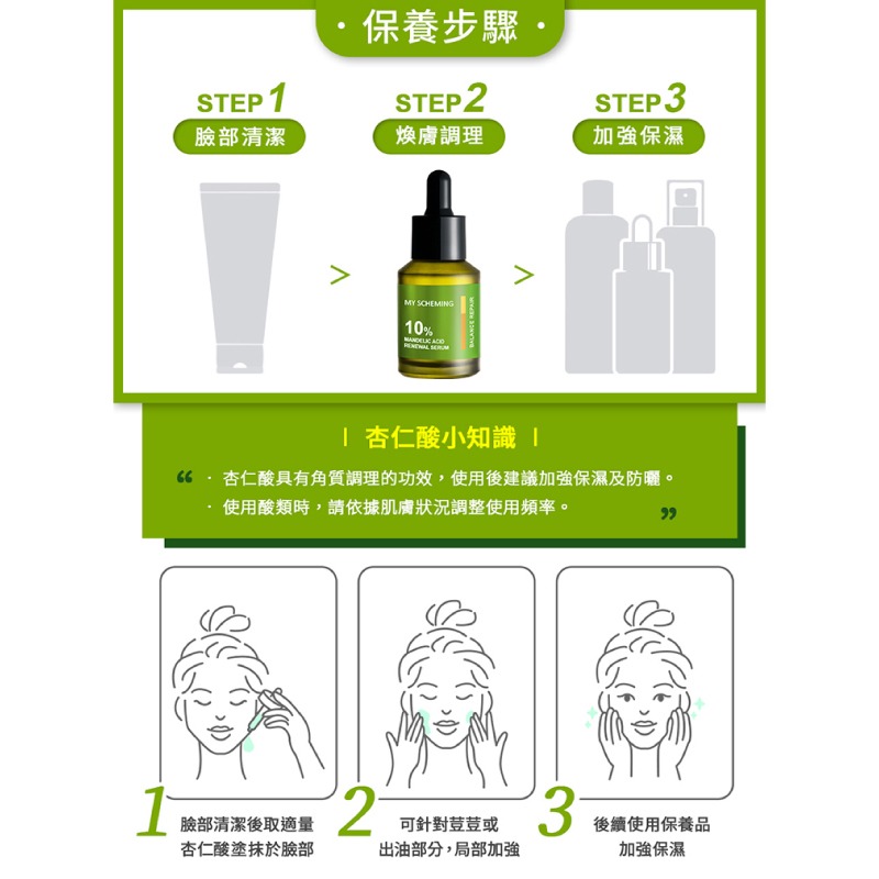 【我的心機】杏仁酸淨透煥膚精華30ml-(10%/30%)-細節圖5
