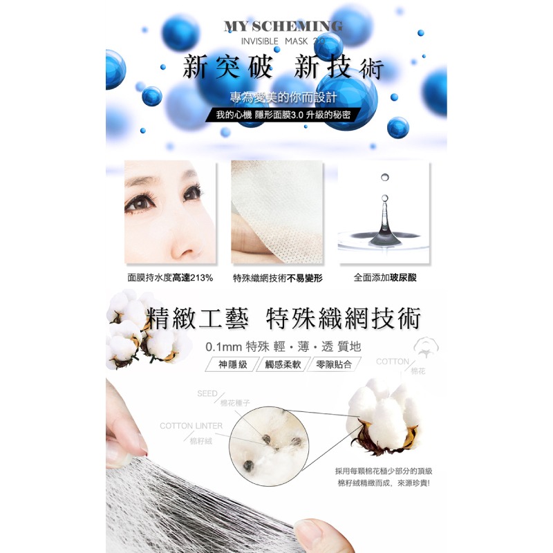 【我的心機】隱形術蠶絲面膜5入-(燕窩膠原蛋白保濕/淨化調理毛孔緊緻/玫瑰花露保濕水嫩/玻尿酸集水保濕)-細節圖10