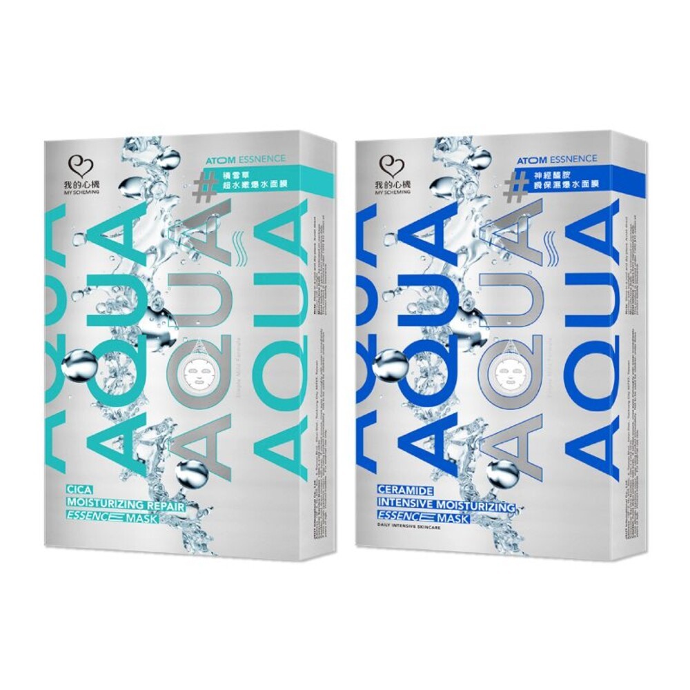 【我的心機】AQUA超爆水原子面膜6片入-(積雪草超水嫩/神經醯胺瞬保濕)-細節圖2