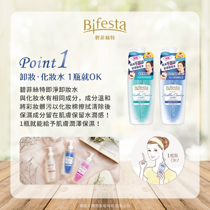 【Bifesta碧菲絲特】即淨卸妝水-(清爽/抗暗沉/保濕/抗痘) 罐裝400ml 補充包360ml-細節圖3