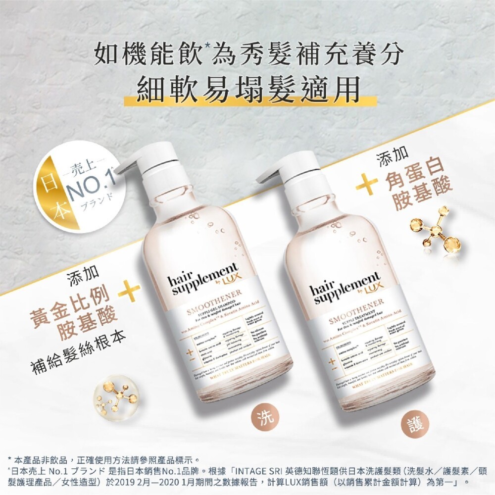 短效期良品【LUX麗仕】髮的補給 胺基酸系列-(洗髮精450g/護髮乳450g/髮膜170g/免沖髮油100ml) -批-細節圖6