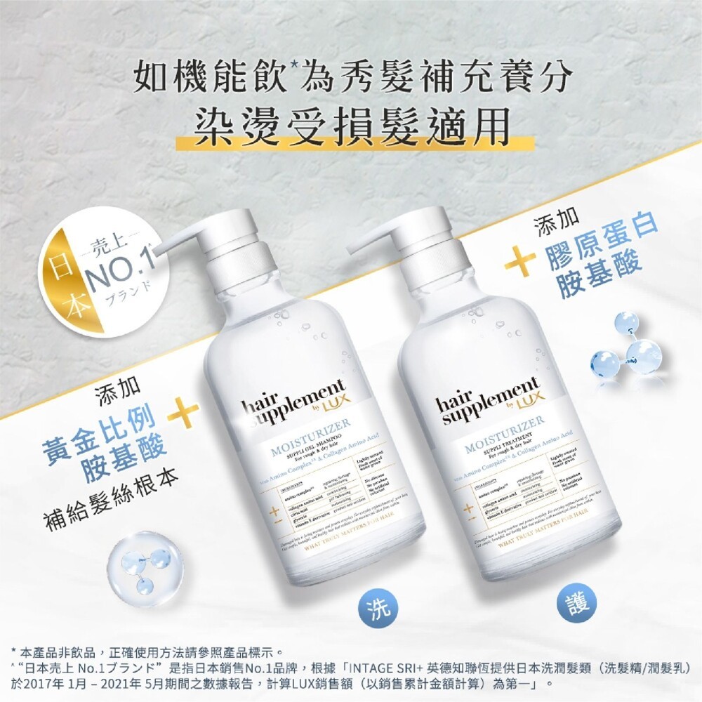 短效期良品【LUX麗仕】髮的補給 胺基酸系列-(洗髮精450g/護髮乳450g/髮膜170g/免沖髮油100ml) -批-細節圖8