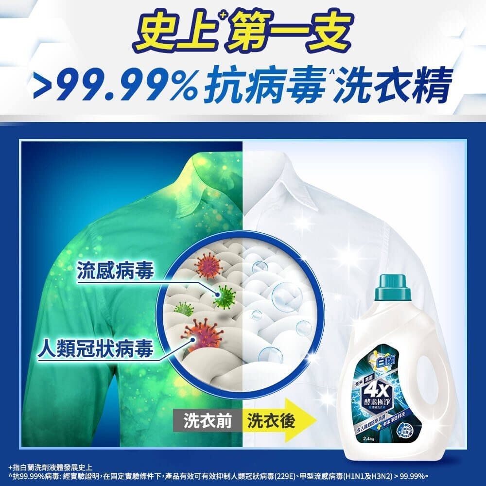 【白蘭】4X酵素極淨超濃縮洗衣精2.4kg-(除菌除螨/除菌淨味/奈米除菌)-細節圖3