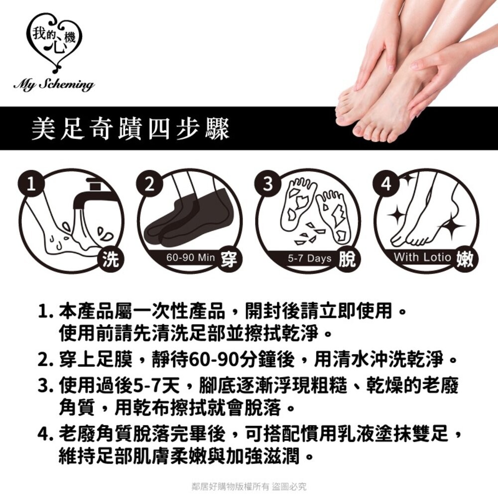 【我的心機】足部保養系列(1pcs)-(大馬士革玫瑰美白嫩膚足膜/馬油滋養足膜/去皮嫩膚足膜)-細節圖5