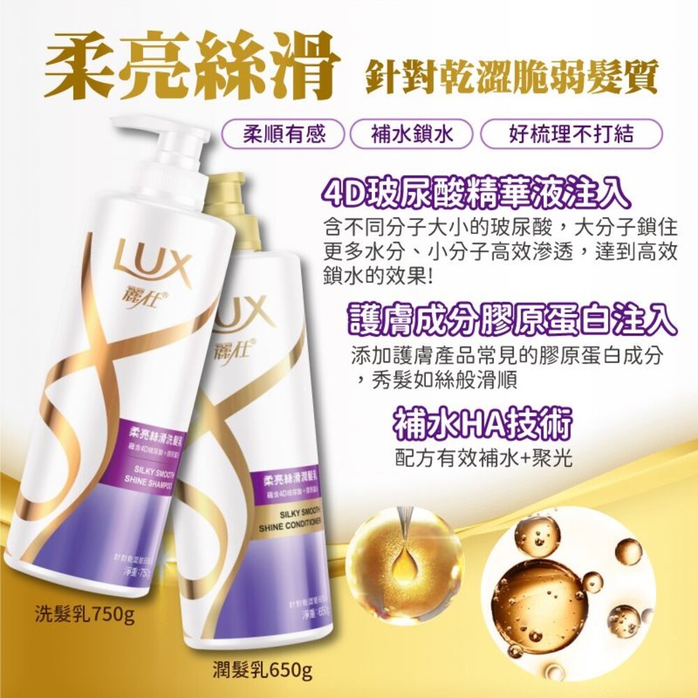 【LUX麗仕】柔亮系列洗髮乳750ml/潤髮乳650ml(直順/去屑止癢/絲滑/強韌/修護/護色/清爽) 多款任選-細節圖7