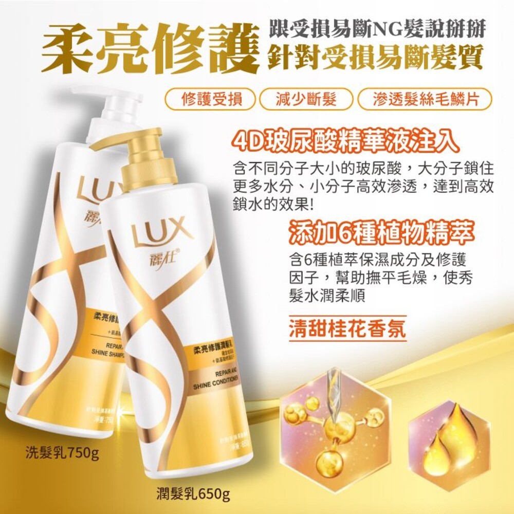 【LUX麗仕】柔亮系列洗髮乳750ml/潤髮乳650ml(直順/去屑止癢/絲滑/強韌/修護/護色/清爽) 多款任選-細節圖9