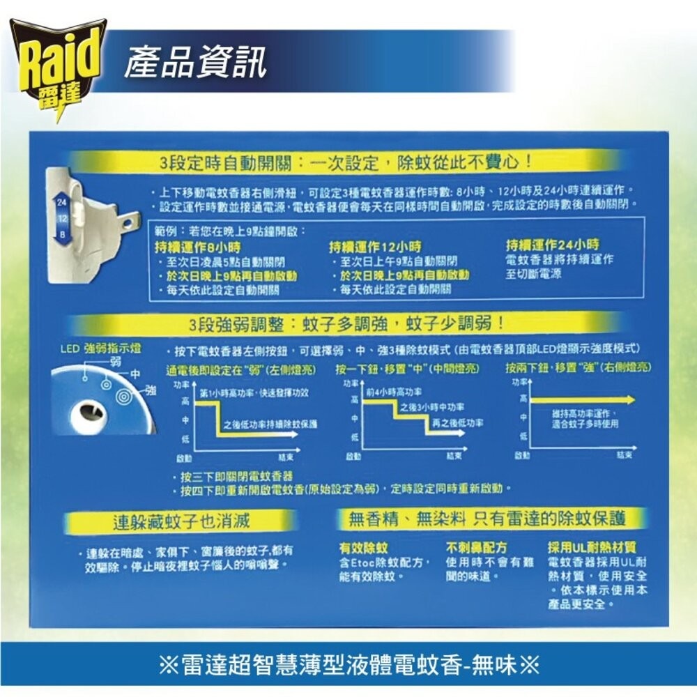 【Raid雷達】薄型補充液體電蚊香組(41mlx4入)-無味/尤加利-細節圖2