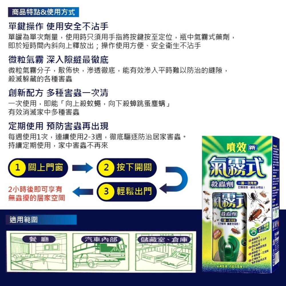 【噴效】氣霧式殺蟲劑60g-細節圖2