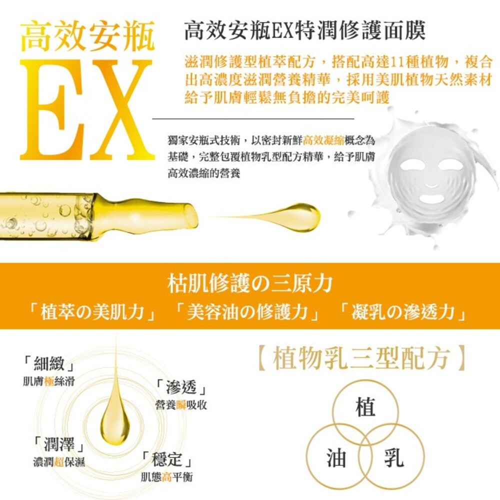 【我的心機】高效安瓶EX面膜(4pcs)-保濕補水/特潤修護/極致淨白/瞬效淡斑-細節圖5
