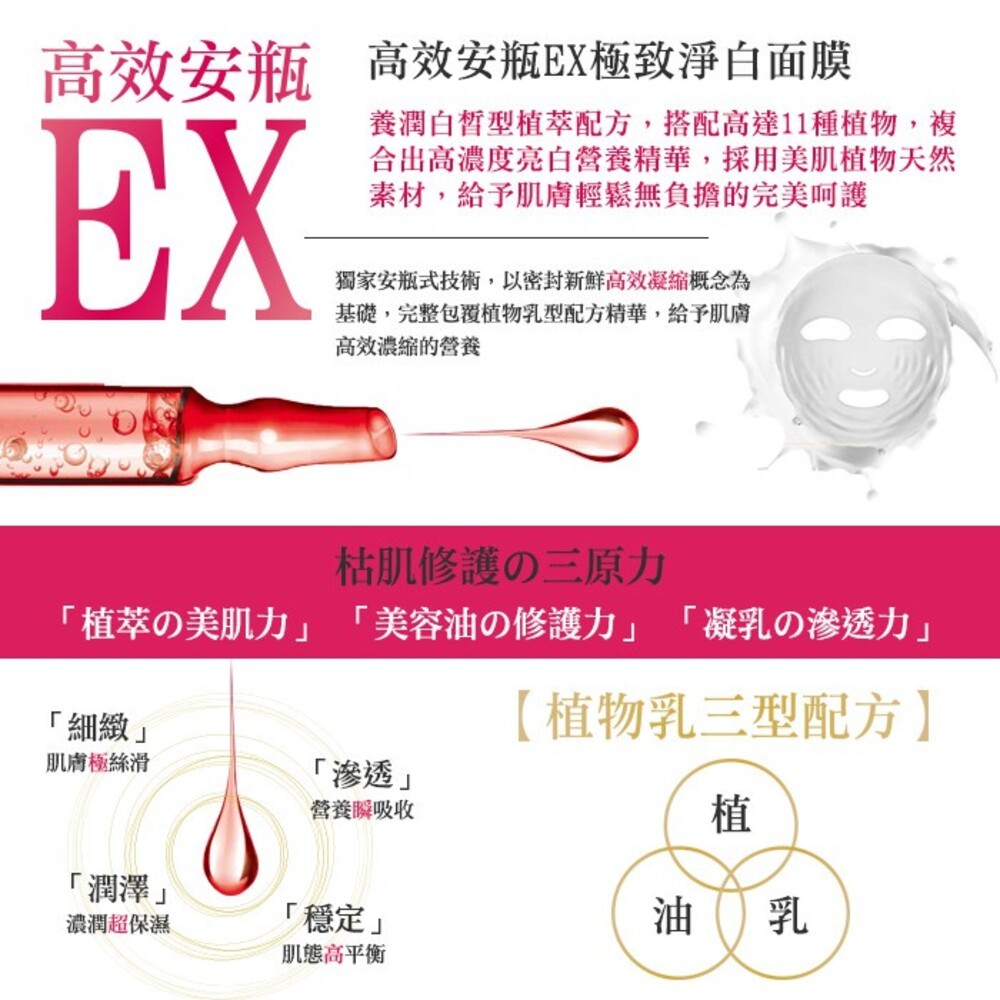 【我的心機】高效安瓶EX面膜(4pcs)-保濕補水/特潤修護/極致淨白/瞬效淡斑-細節圖7