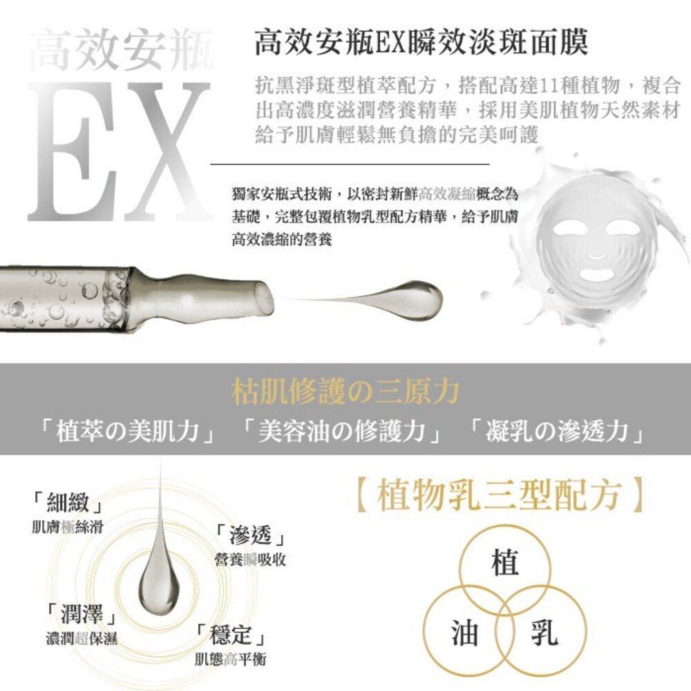 【我的心機】高效安瓶EX面膜(4pcs)-保濕補水/特潤修護/極致淨白/瞬效淡斑-細節圖9