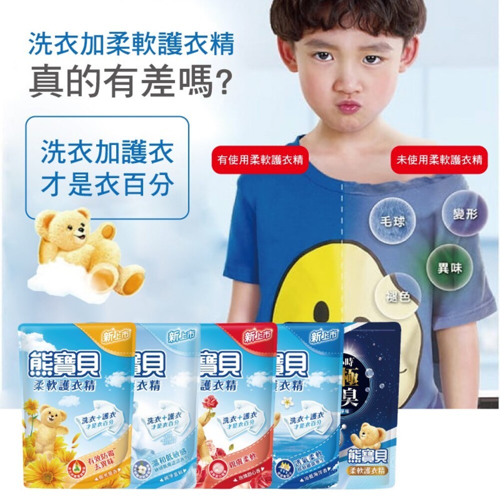【熊寶貝】柔軟護衣精補充包(超取限2包)-陽光馨香/沁藍海洋/玫瑰甜心/純淨溫和/舒甜薰衣草/淡雅櫻花/竹萃淨味/茶樹抗-細節圖2