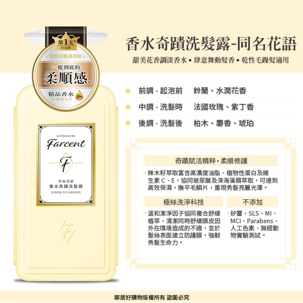 【Farcent花仙子】香水奇蹟洗髮露/護髮素600mL-(同名花語/微醺小蒼蘭/療癒鼠尾草)-細節圖2