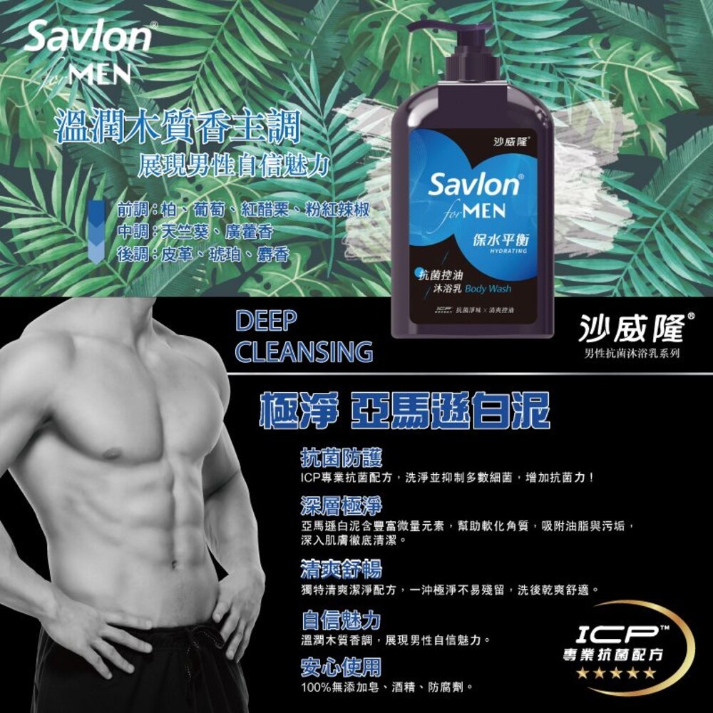 【Savlon沙威隆】男性抗菌沐浴乳670ml-(制痘調理/深層潔淨/保水平衡)-細節圖7