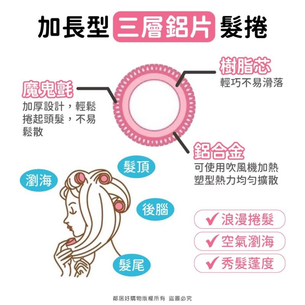 【星之冠】加長型鋁片髮捲40/50mm 髮捲 瀏海捲-細節圖2