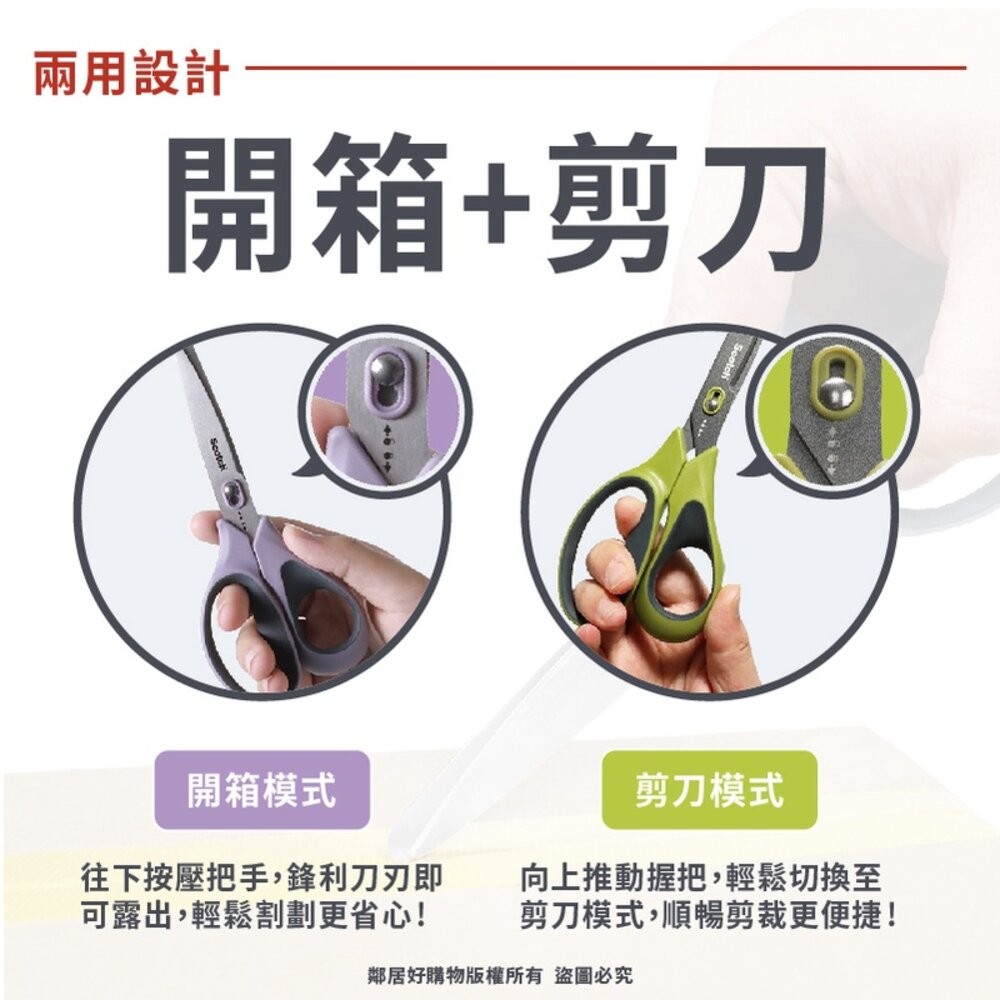 【3M】Scotch 二合一開箱剪刀-(不鏽鋼 / 鈦金屬 / 不沾膠帶) 7吋 8吋-細節圖2