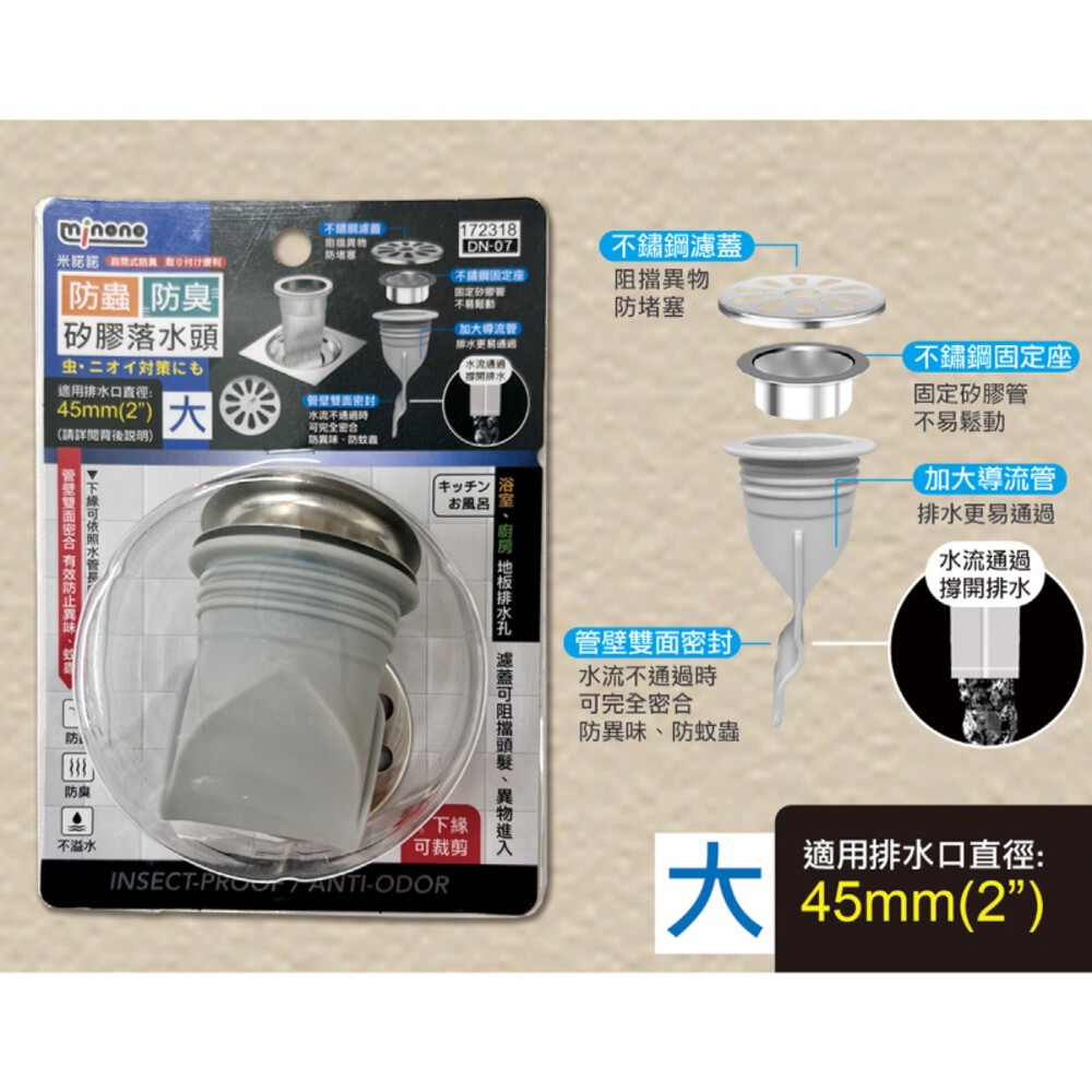 【MINONO米諾諾】防蟲防臭矽膠落水頭-(大/小)-細節圖3