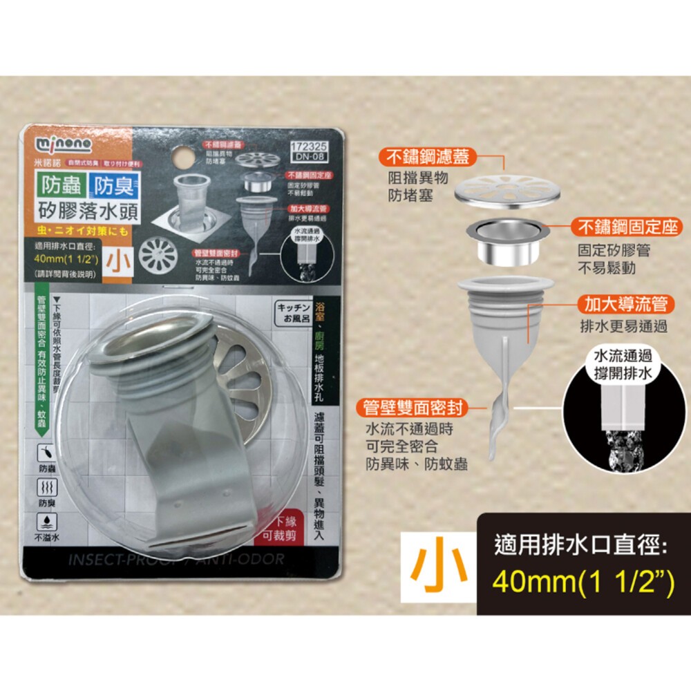 【MINONO米諾諾】防蟲防臭矽膠落水頭-(大/小)-細節圖5