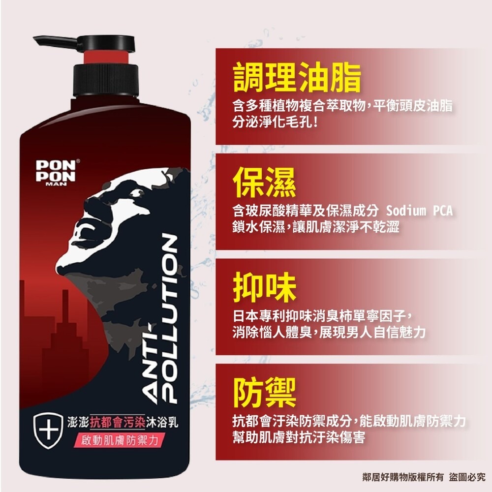 【PONPON澎澎】MAN男士系列-(咖啡因/抗都會汙染-沐850g髮650+30g | 激COOL-髮沐650g)-細節圖9