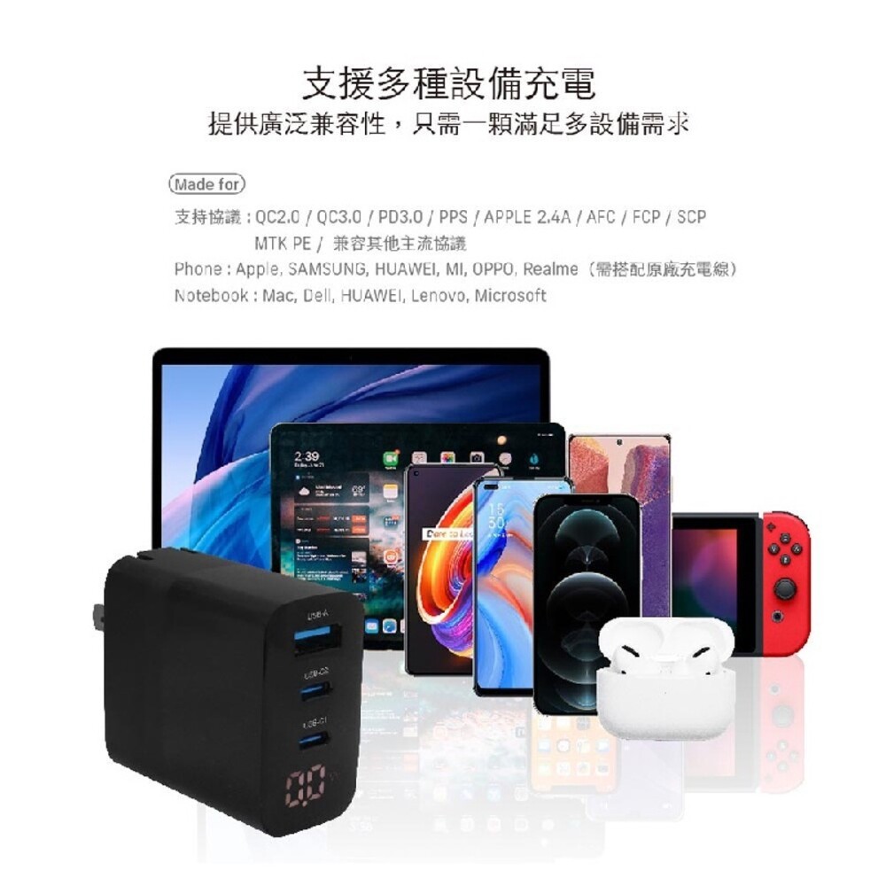 【MYCELL】 65W氮化鎵智慧型數顯電源供應器(附收納盒)-細節圖10
