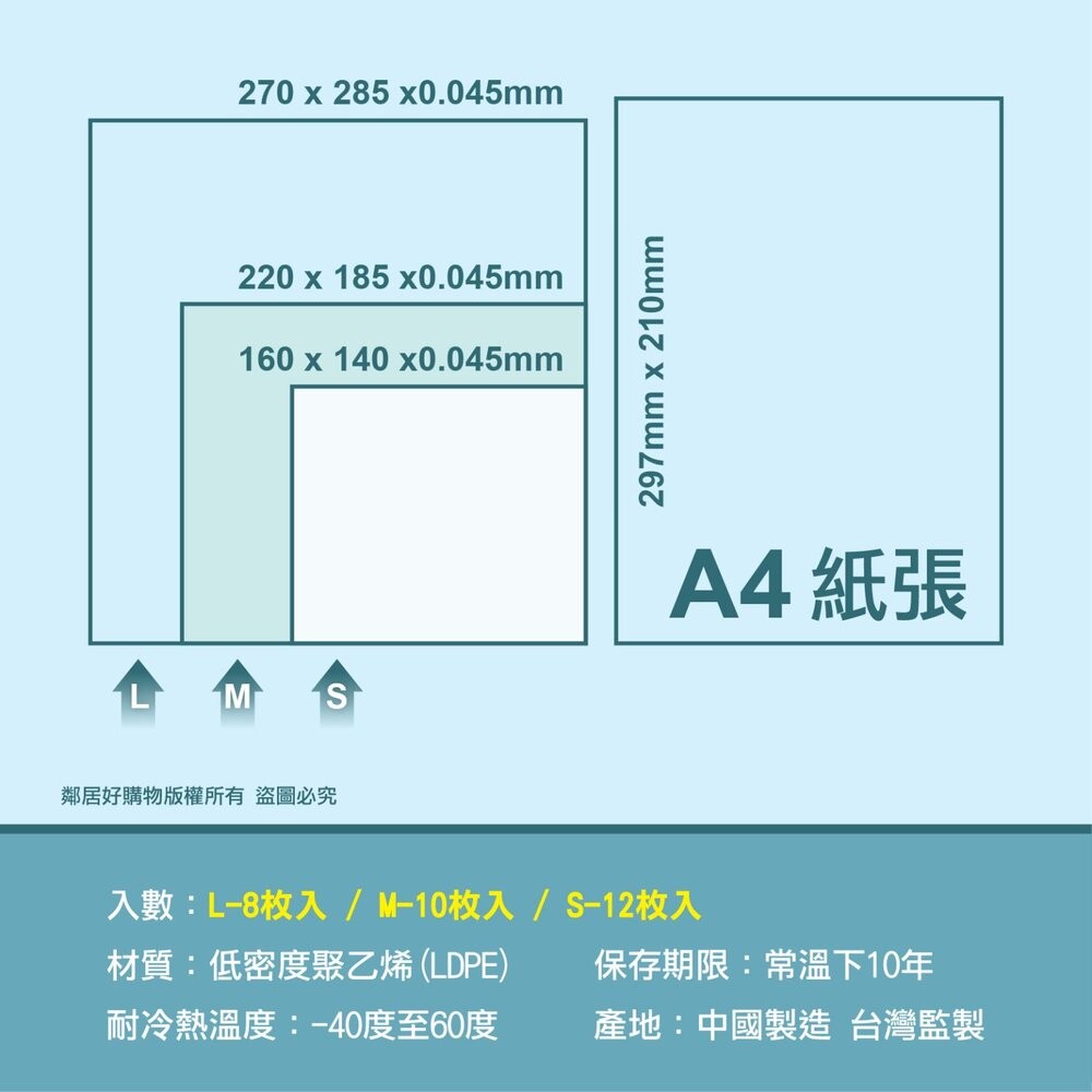 【及時鮮】滑軌保鮮袋-(L/M/S) 食物分裝-細節圖4
