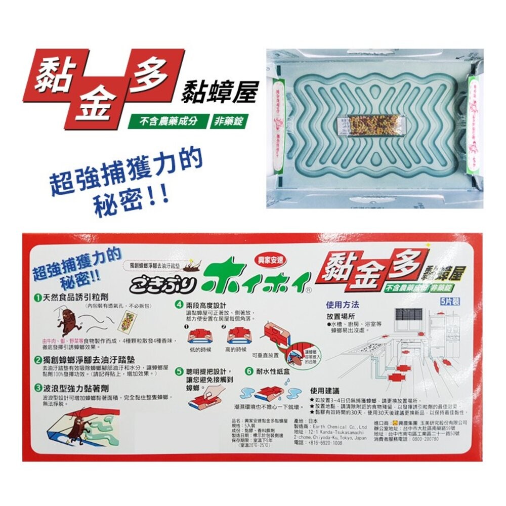 【興家安速】黏金多黏蟑屋5片裝-細節圖3