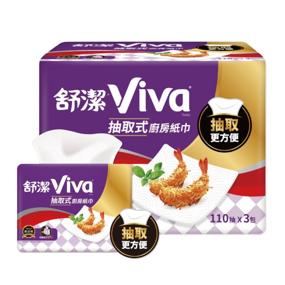舒潔 Viva抽取式廚房紙巾(110抽×3包/串)-規格圖4