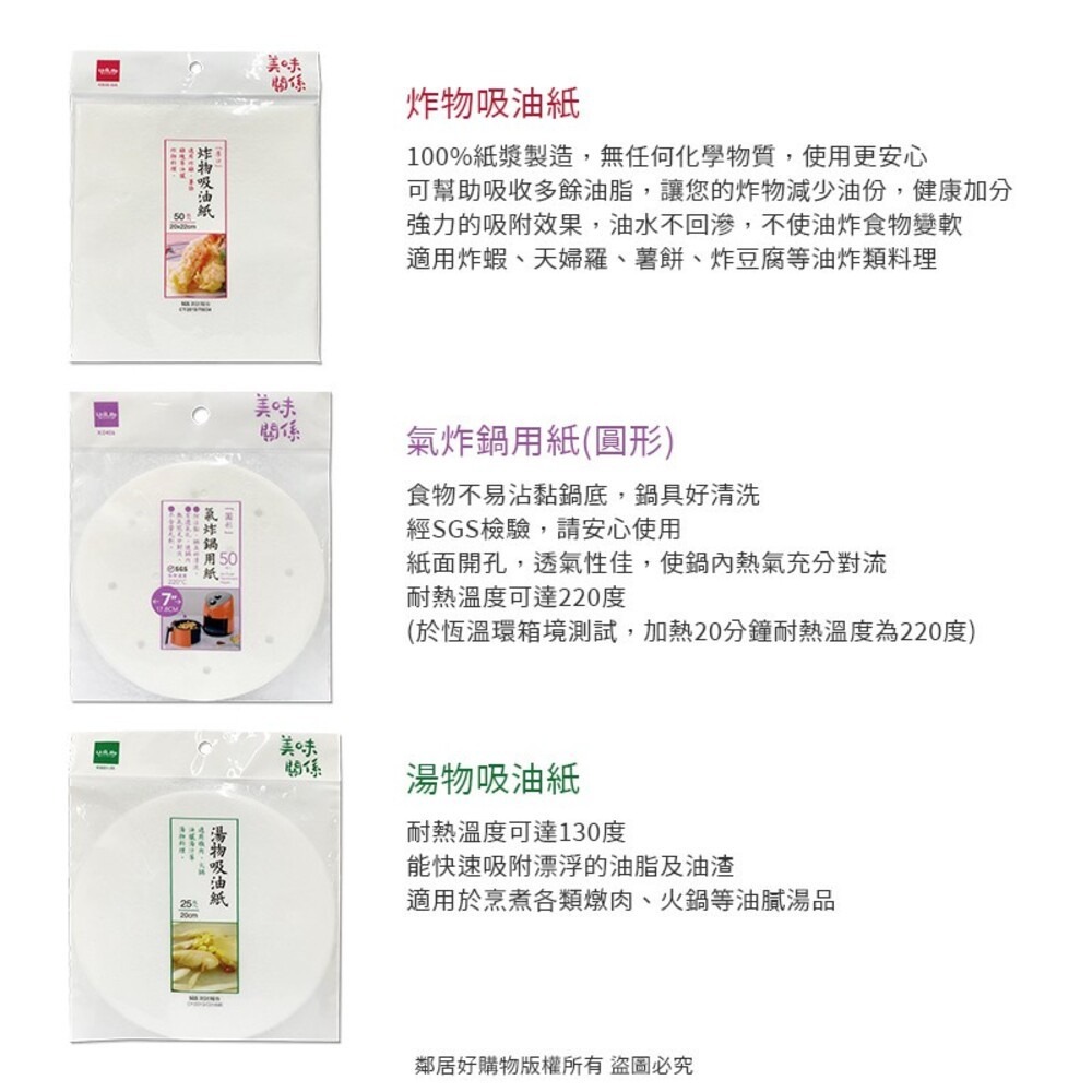 【UdiLife生活大師】美味關係-(厚口炸物吸油紙 / 圓形氣炸鍋用紙 )-細節圖5