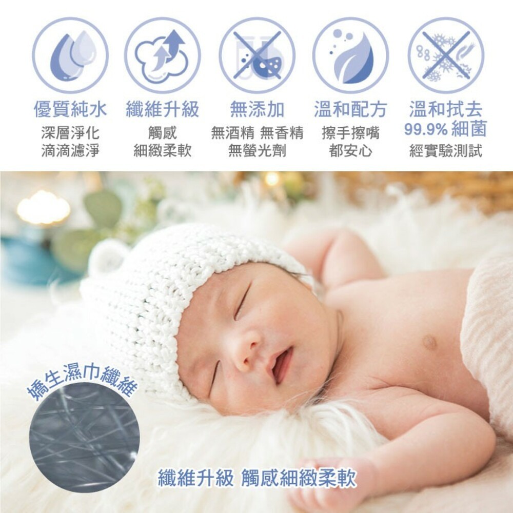 【嬌生】嬰兒純水柔濕紙巾 3包入-(一般型100抽/加厚型80抽)濕巾-細節圖3