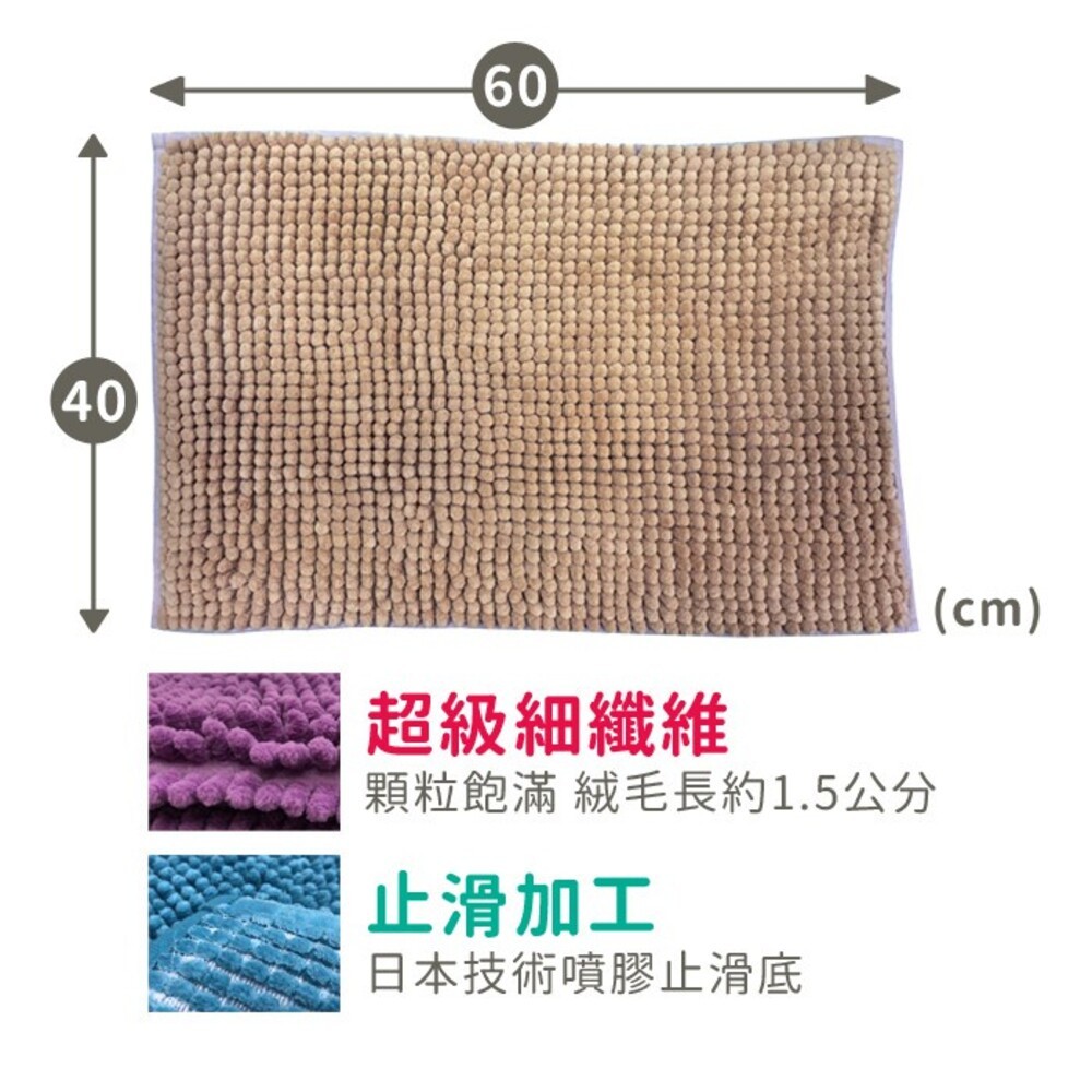 好康雪尼爾吸水門墊(KT-953) 止滑墊 浴室踏墊 吸水地毯-細節圖4