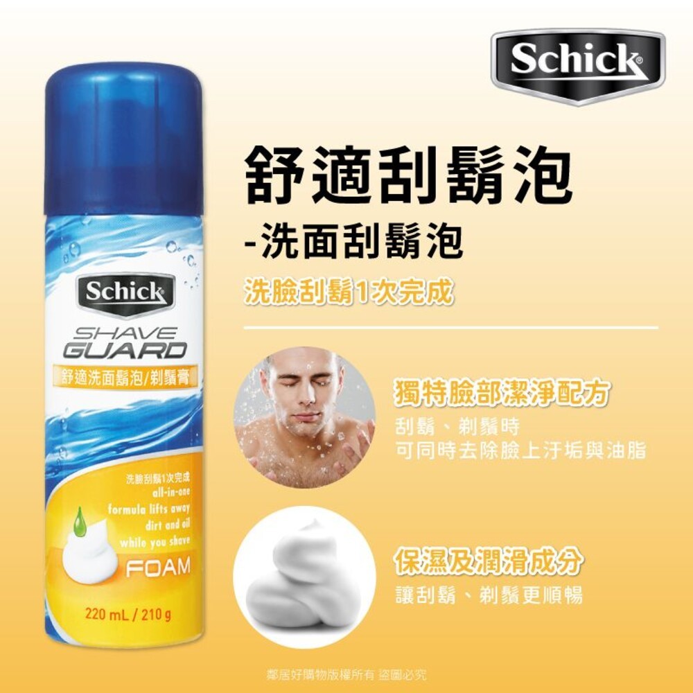 【Schick舒適牌】Shave Guard刮鬍系列-(敏感型刮鬍泡/洗面刮鬍泡/蘆薈刮鬍露)-細節圖4