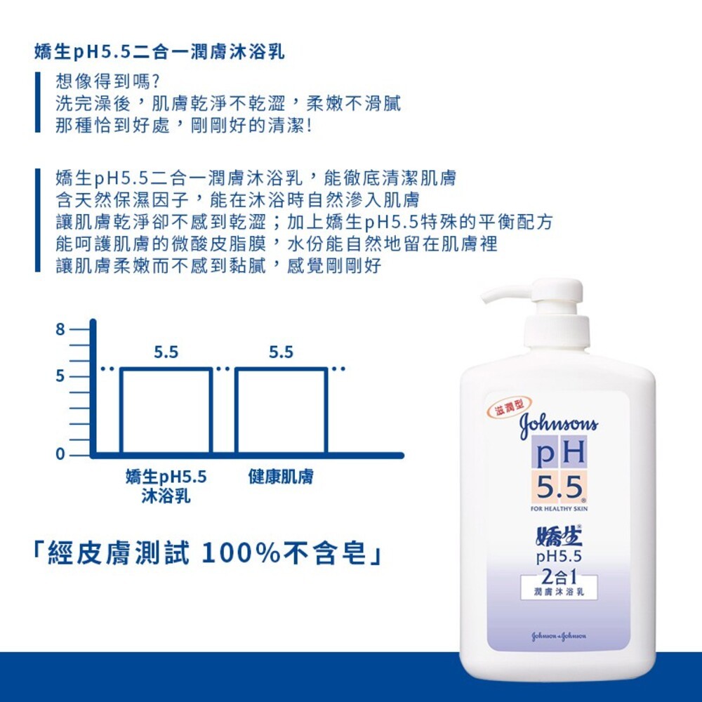 【嬌生】pH5.5沐浴乳1000mL-(一般型/2合1潤膚型)-細節圖3