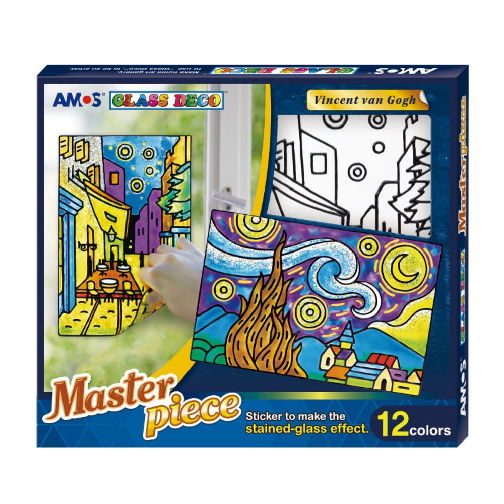 韓國【AMOS】12色玻璃彩繪膠-世界名著創意玻璃貼 (古斯塔夫●克里姆特/文森特●梵高) 梵谷 diy-規格圖9