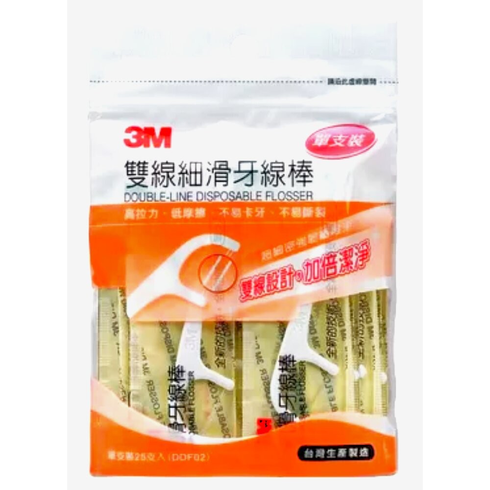 3M雙線細滑牙線棒單包25支