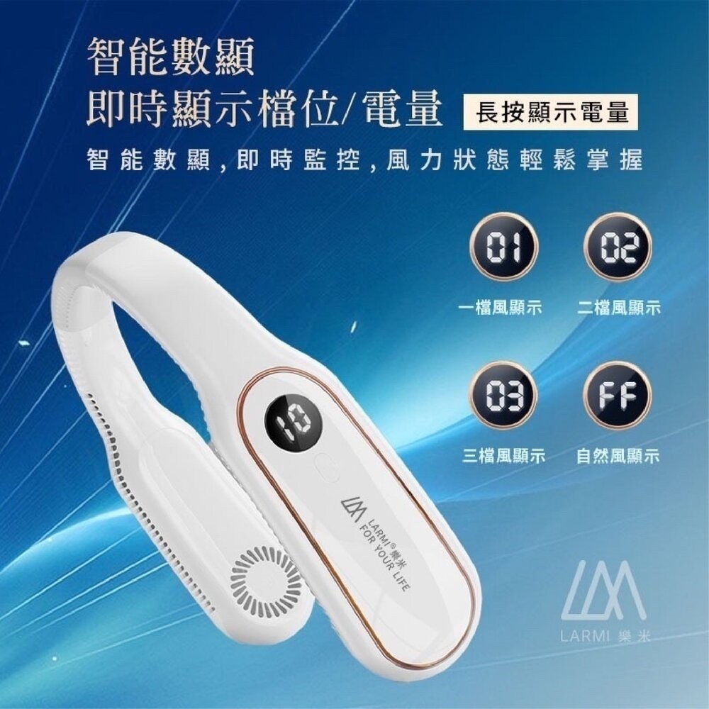 【LARMI 樂米】無葉掛脖風扇-(經典白/魅力紫/紳士藍/甜蜜粉)-細節圖5