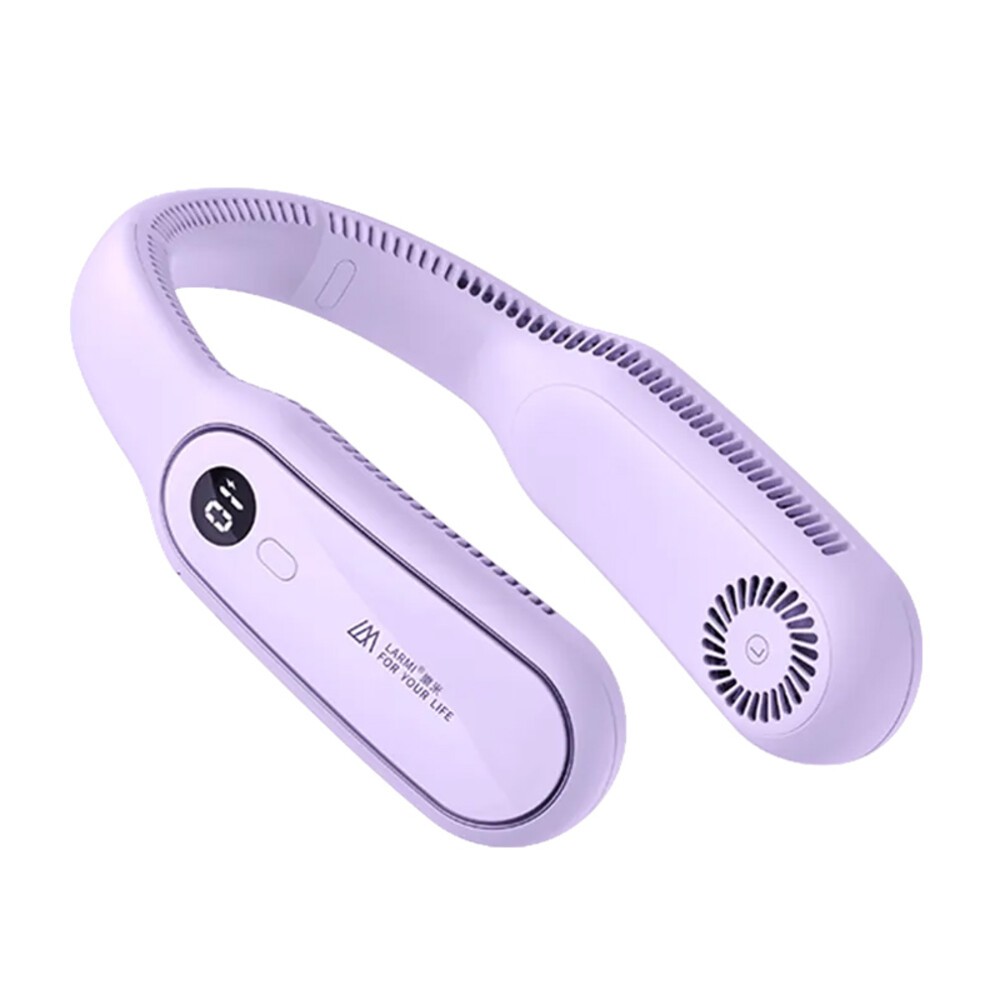 【LARMI 樂米】無葉掛脖風扇-(經典白/魅力紫/紳士藍/甜蜜粉)-規格圖11