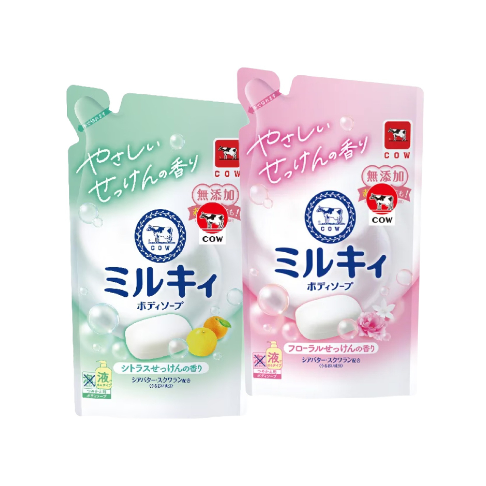 【牛乳石鹼】牛乳精華沐浴乳補充包360ml-柚子果香 / 玫瑰花香-細節圖2