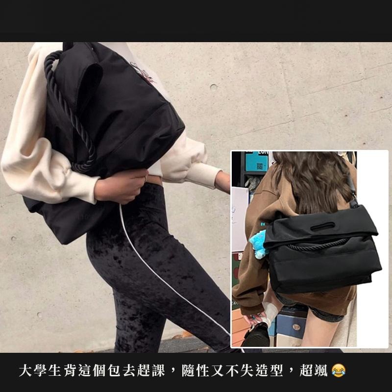 【麻繩郵差包-台灣現貨】大容量帆布包 斜背包 側背郵差包 小眾休閒斜背包 斜背包 郵差包 防潑水尼龍包 日系斜挎包-細節圖3