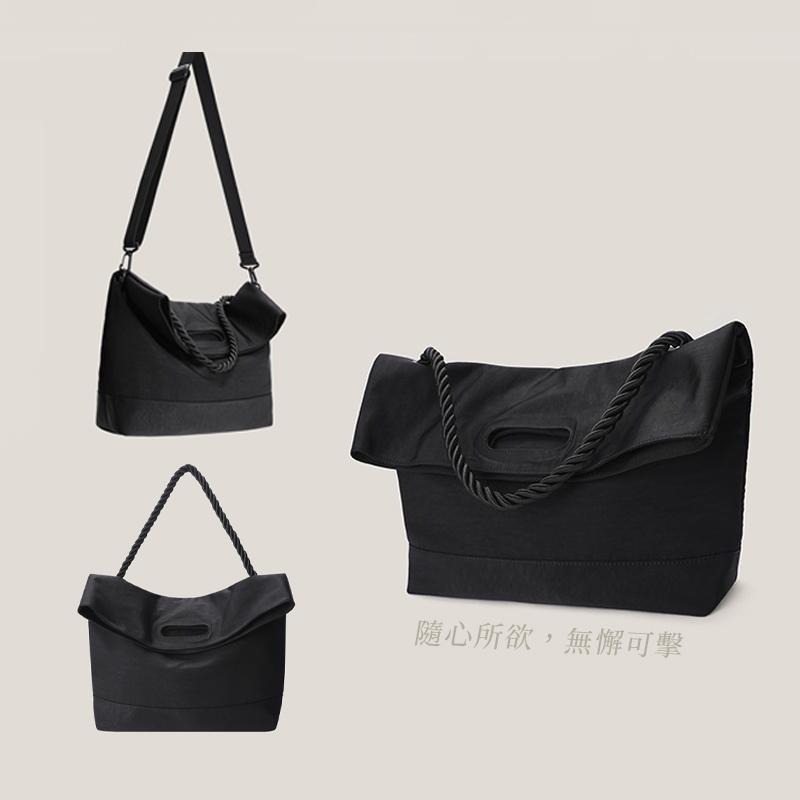 【麻繩郵差包-台灣現貨】大容量帆布包 斜背包 側背郵差包 小眾休閒斜背包 斜背包 郵差包 防潑水尼龍包 日系斜挎包-細節圖4