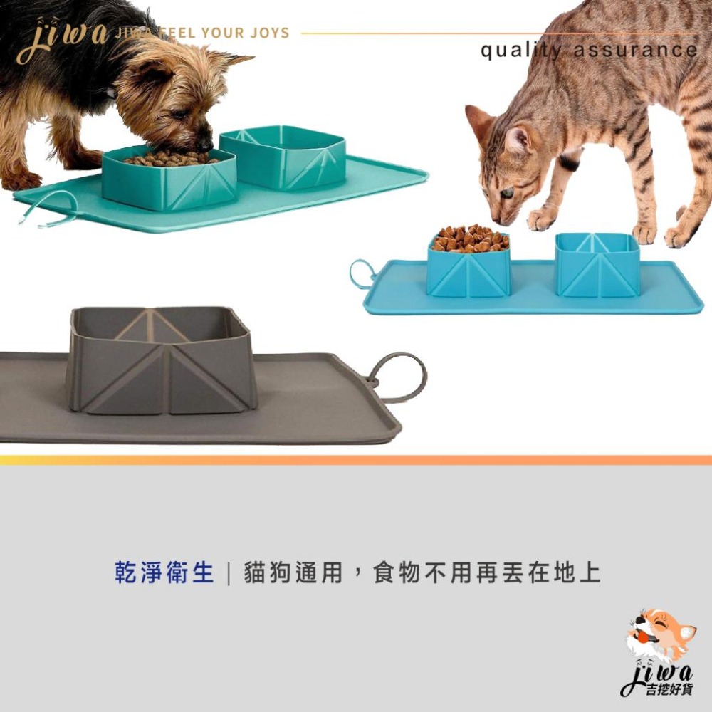｜48H臺灣快速出貨｜寵物餵食碗 矽膠碗 外出碗 折疊碗 摺疊碗 寵物外出 雙碗 餵食 餵水 吉挖 P19－寵物膠摺碗-細節圖5