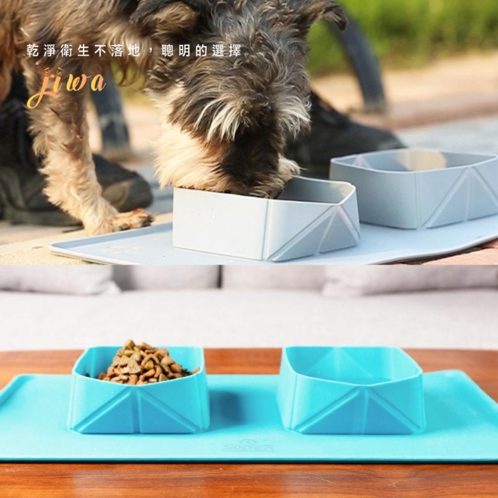 ｜48H臺灣快速出貨｜寵物餵食碗 矽膠碗 外出碗 折疊碗 摺疊碗 寵物外出 雙碗 餵食 餵水 吉挖 P19－寵物膠摺碗-細節圖7